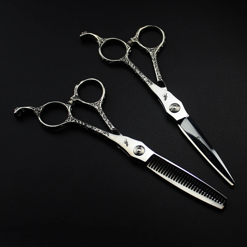 

6 inch Professional hair Barber scissors set straight scissors and Thinning Scissors Pattern handle hair care & styling