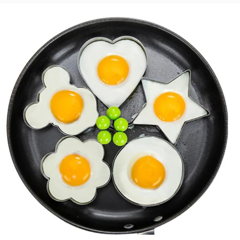 

5 Styles Egg Mold Tools Stainless Steel Egg Pancake Ring Circle DIY Fried Omelette Frying Tool Cooking Shaper Mould Kitchen Tool