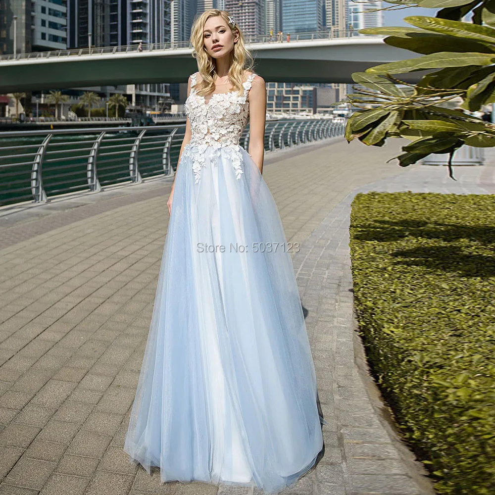 Привлекательный светильник синее свадебное платье со слоновой костью с