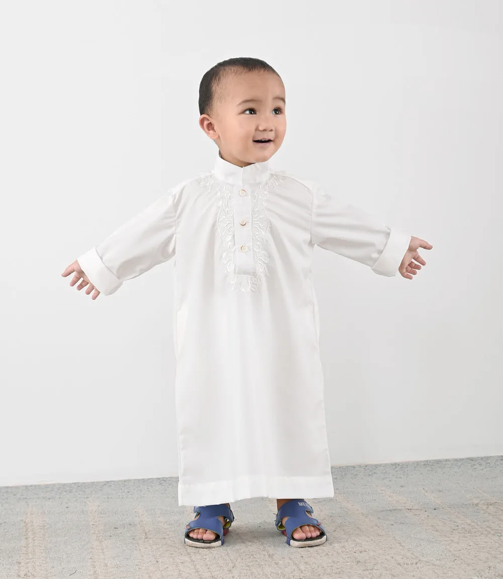 White Abaya Dubai Homme Kids Arabic Pakistan Saudi Arabia Muslim Long Dress Oman Islam Clothing Caftan Maroc Ropa Arabe Children