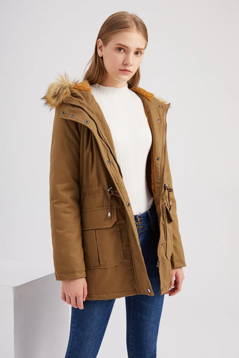 

Новая куртка, пальто, женская модная однотонная парка с длинным рукавом и капюшоном, плотная теплая простая хлопковая верхняя одежда на мол...