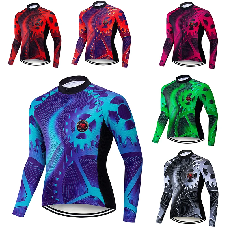 

teleyi Cycling Jerseys Long Sleeve Men Quick-Dry Spring Mountain Bike Clothes Breathable Bicycle Cycling Clothing QY063
