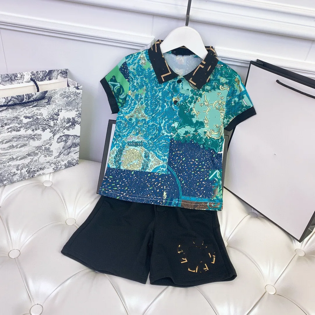 

2021 New Green Blue Flower top + Black Pants Brand Girls Clothing set suits 110-160CM 4 6 8 10 12 14Years