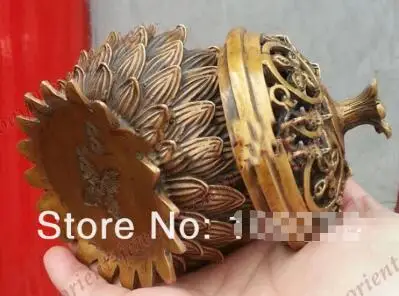 Китайская коллекция древние бронзовые статуи лотоса драгоценные ладан горелка |