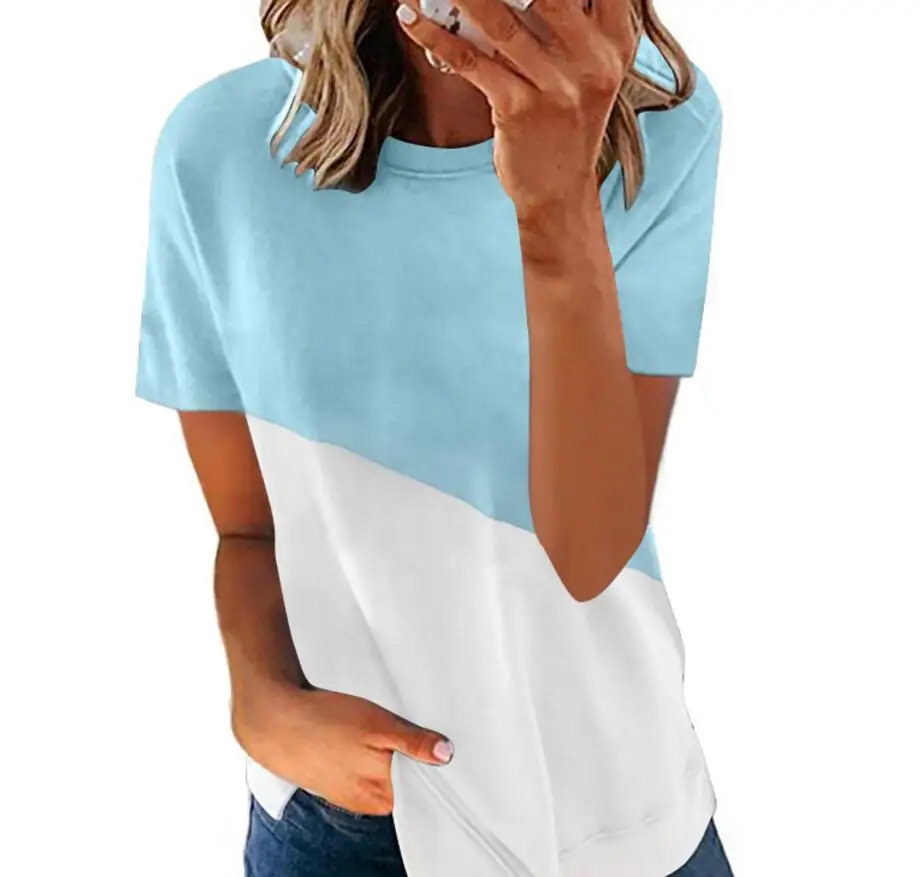 

Women's summer new hit color printing round neck short-sleeved shirt T-shirt women