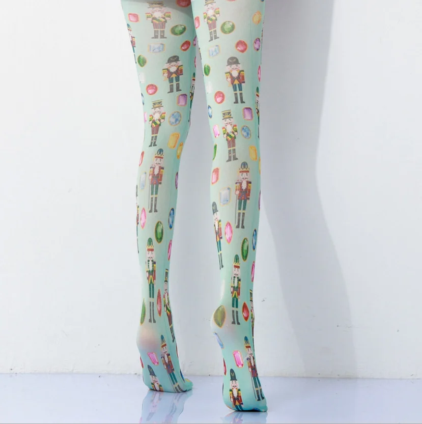 High Quality Womens Creative painting stockings interesting diamond gem patterned tights printed pantyhose