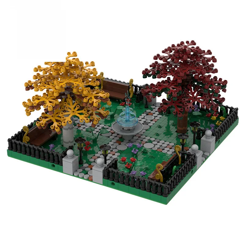 

MOC Holiday Scenery Modular Tree Park Classic Building Blocks Bricks Travel Rest Garden DIY Architecture Game Toys For Children