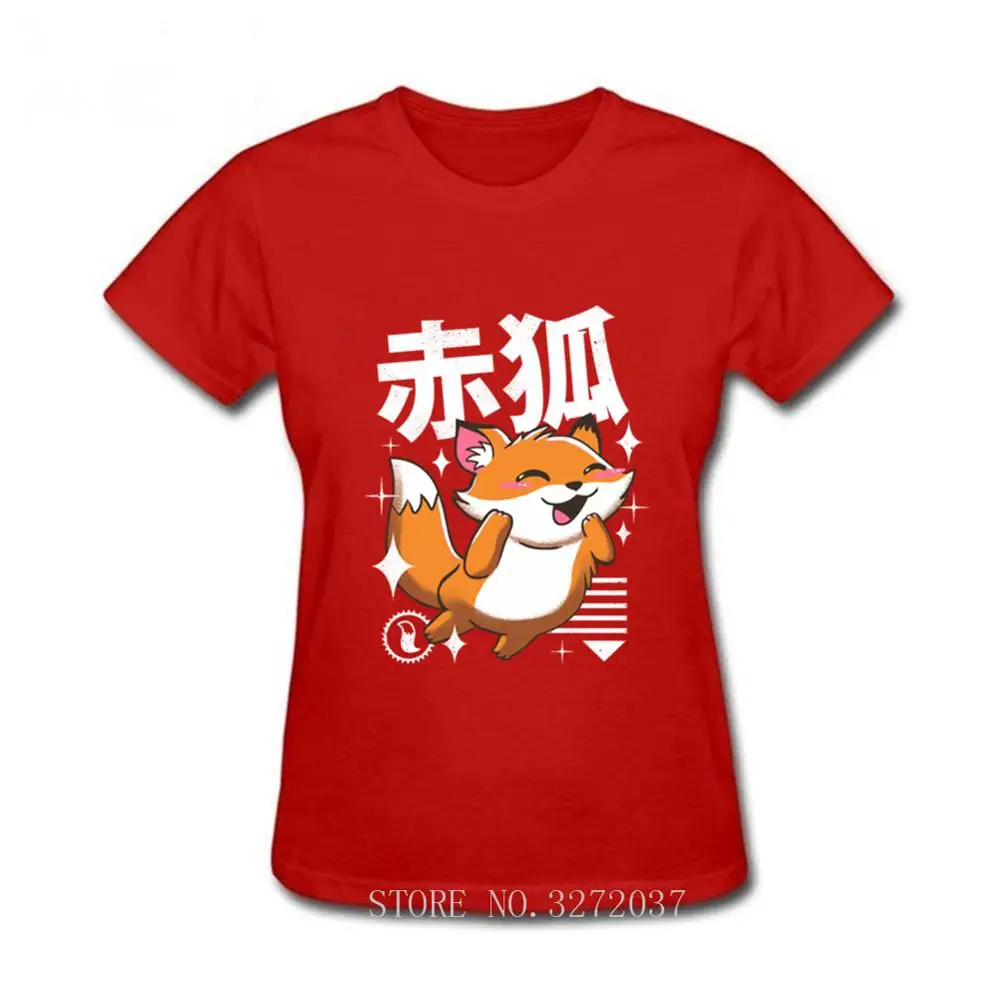Женская футболка Kawaii Fox милая японская одежда из чистого хлопка с животными