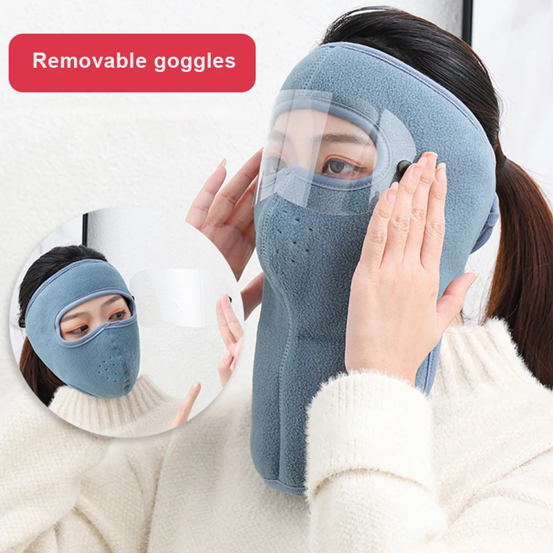 

Autumn Winter Cycling Face Cover Thickened Face Cover Earmuffs Integrated with Detachable Goggles A7
