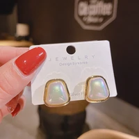 2021 new classic simple color pearl square stud earrings for woman korean fashion jewelry student girls temperament earrings