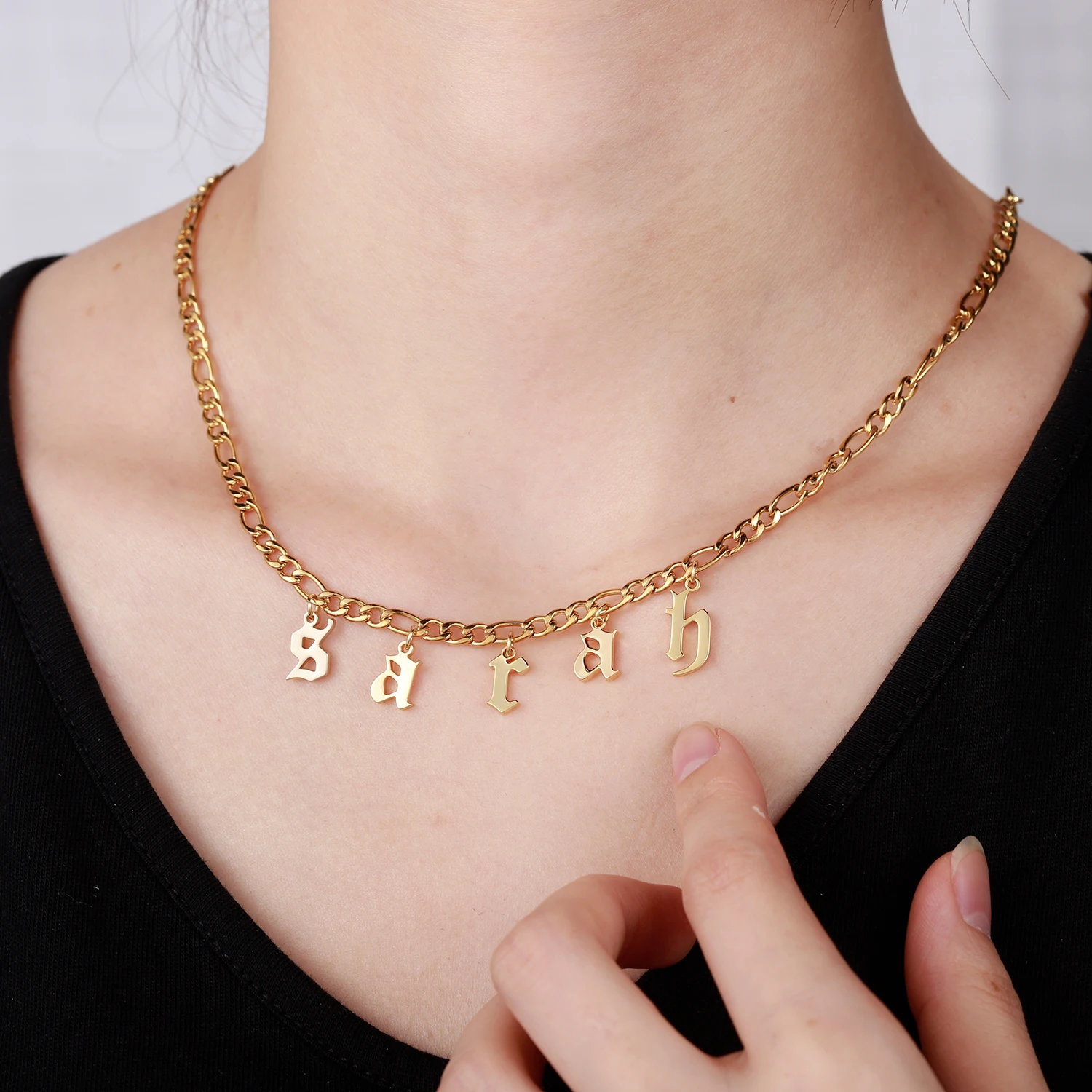 

Personalized Initial A-Z Letter Name Necklace For Women Custom Stainless Steel Alphabet Pendant Choker Best Friend Jewelry Gifts