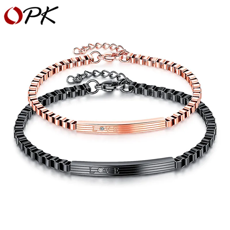 

OPK Couple bracelet bangle Love Stainless steel Classic Bracelet For Couple Lover Gift Health Bracelet Jewelry Valentines day