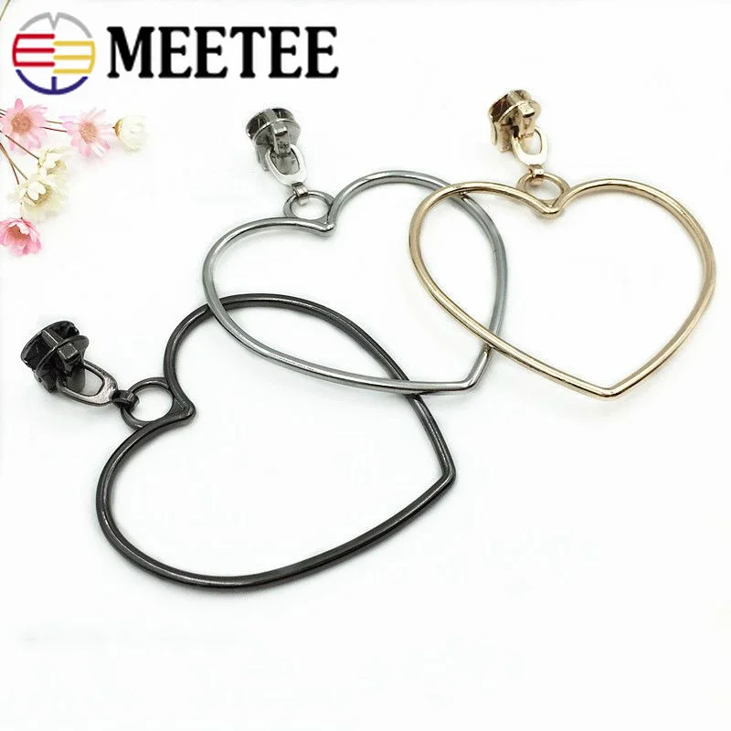 Meetee 5/10 шт. ID1.6 6 см металлический съемник на молнии круглая ручка в форме сердца