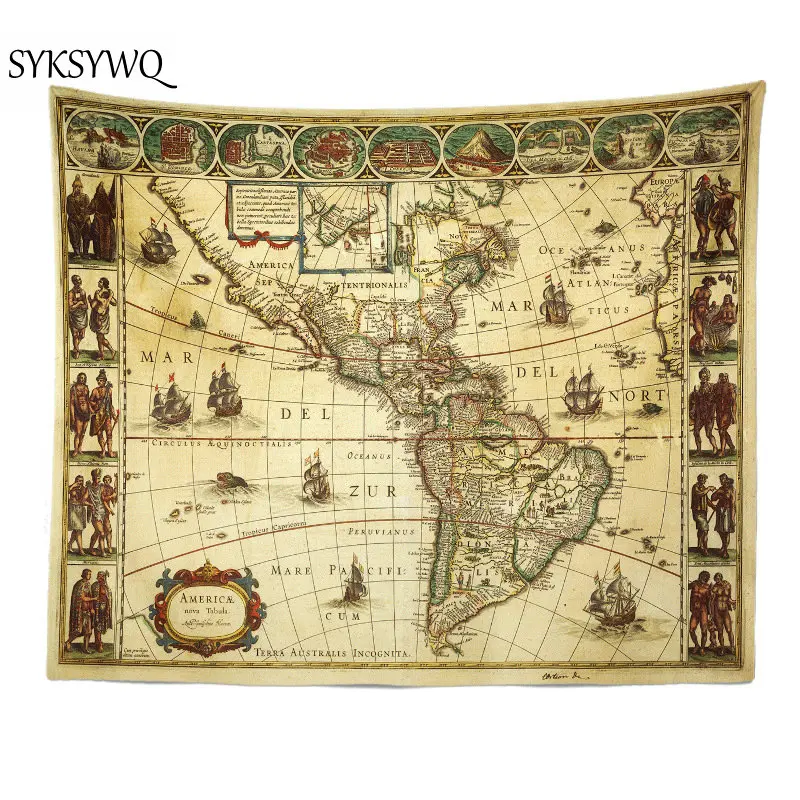 

vintage church map tapestry wall hanging tenture murale hippie boho wanddoek dorm wall decor blanket