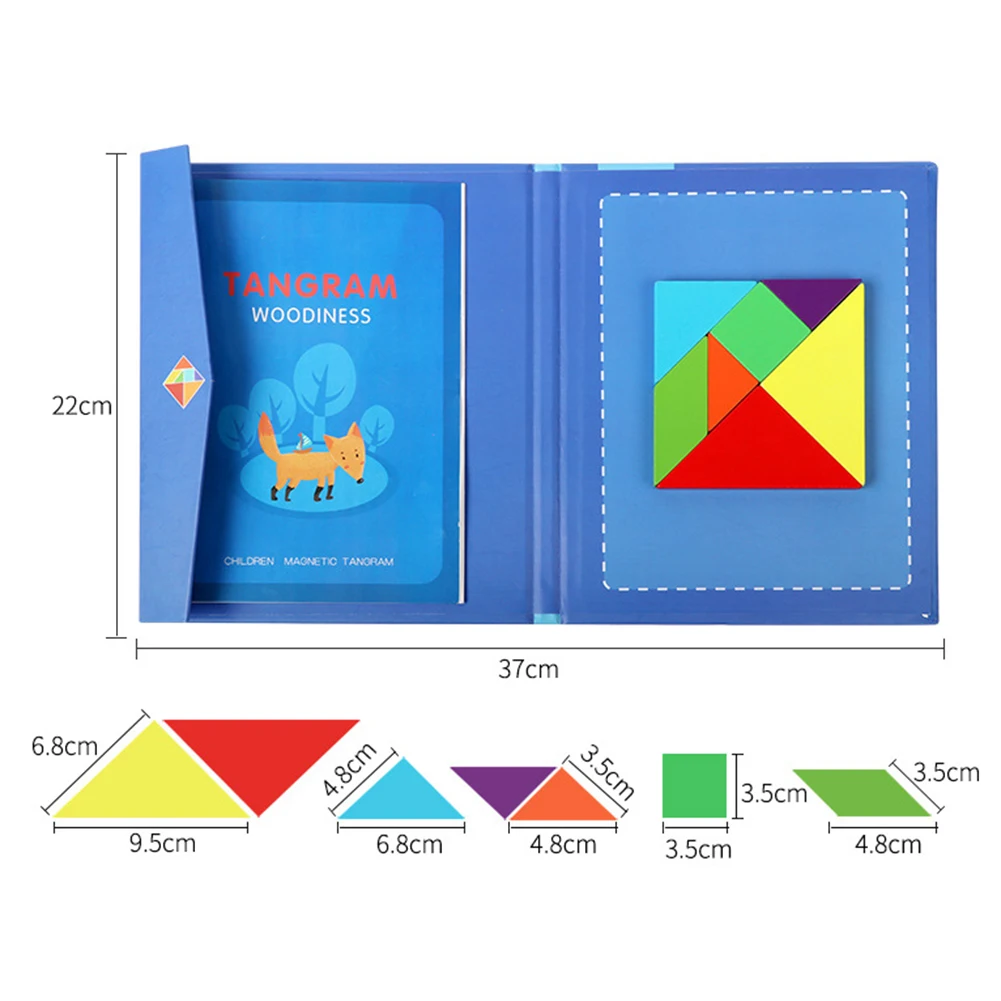 Baby Magnetic Tangram Jigsaw Puzzles Game IQ Book Brain Teaser Education Kids Toy Early Learning Development Toys For Chidlren