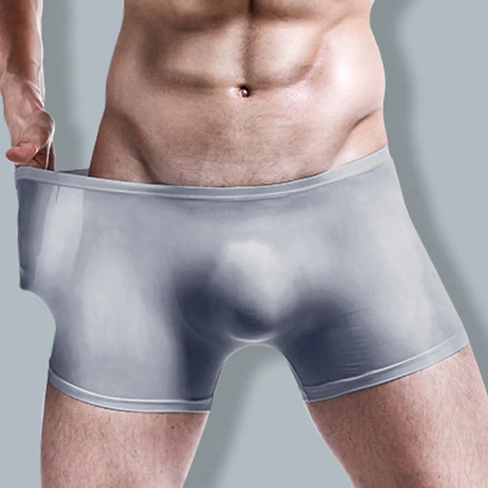 

Men's Ice Silk Underwear 3D Dye Transparent Boxer Breathable Boxershorts Briefs Male Mid-rise Mesh Slips Homme Panties Underpant