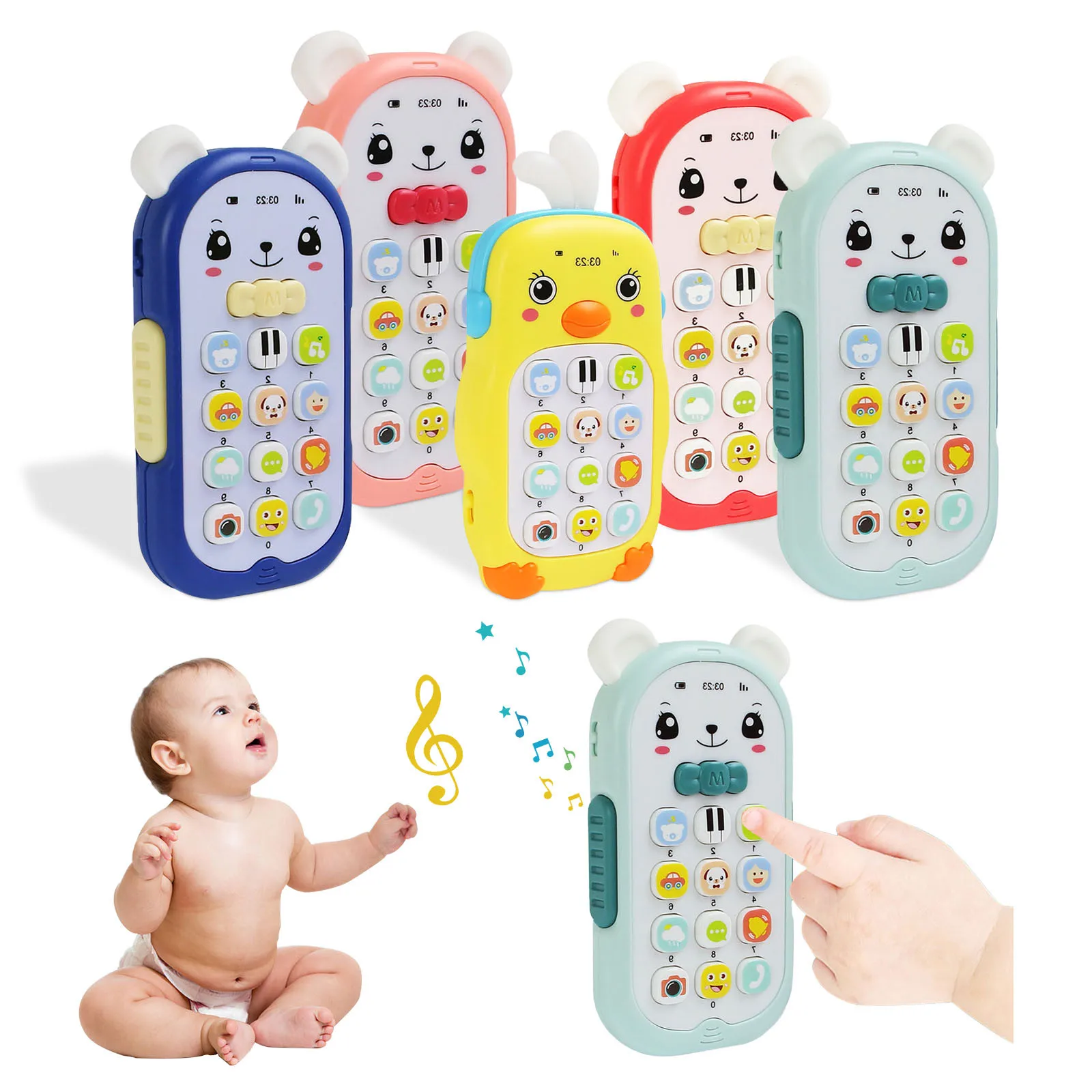 

Baby Gutta-percha Toy Face Changing Music Mobile Phone Baby Toys Sleeping Artifact Simulation Telephone Early Educational Toy c2