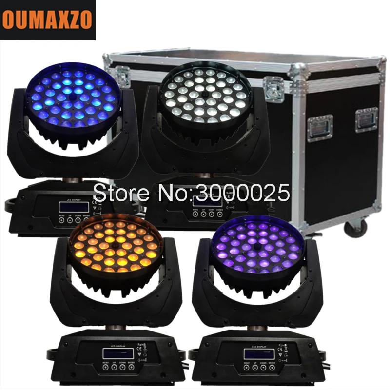 4 шт./лот & flightcase rgbwa УФ 6 в 1 zoom 36 шт. 18 Вт светодиодный подвижный головной светильник