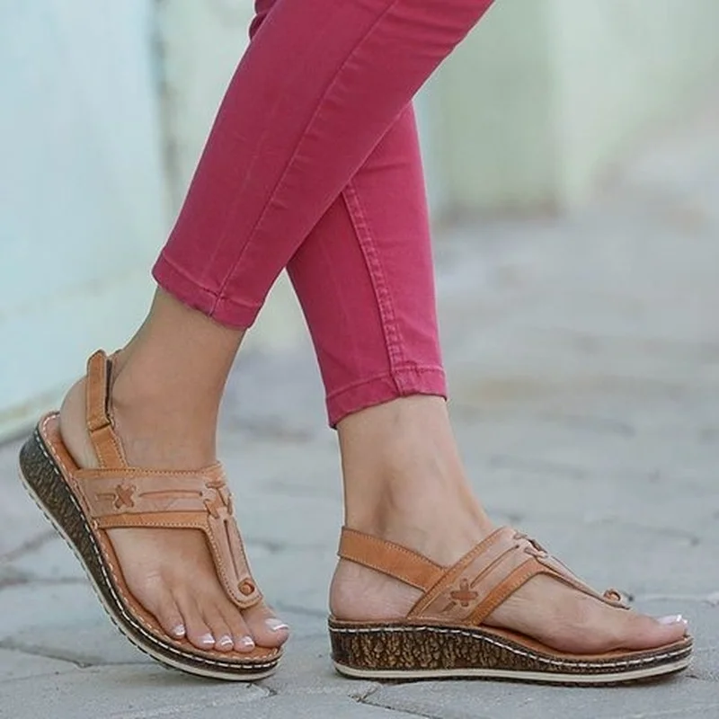 

New Summer Shoes for Women 2021 Women's Sandals Summer Retro Sandals Soft Bottom Wedges Beach Female Shoes Zapatillas Mujer