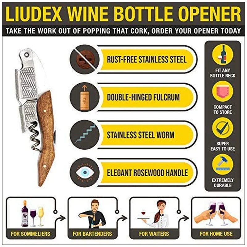 Штопор палисандр ручка открывалка для бутылок Портативный карман вина удалитель
