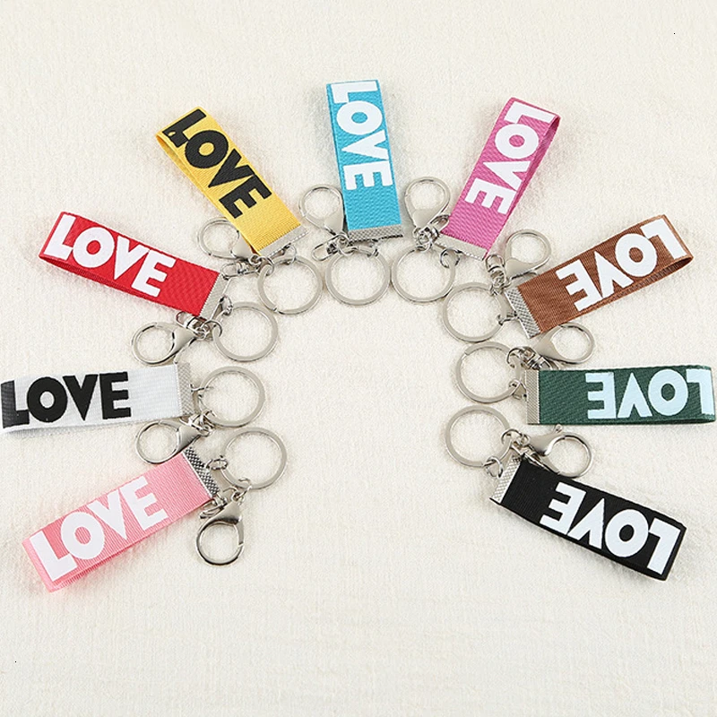 Мода и надписью LOVE для папы письмо нейлоновая лента брелки ключей женские