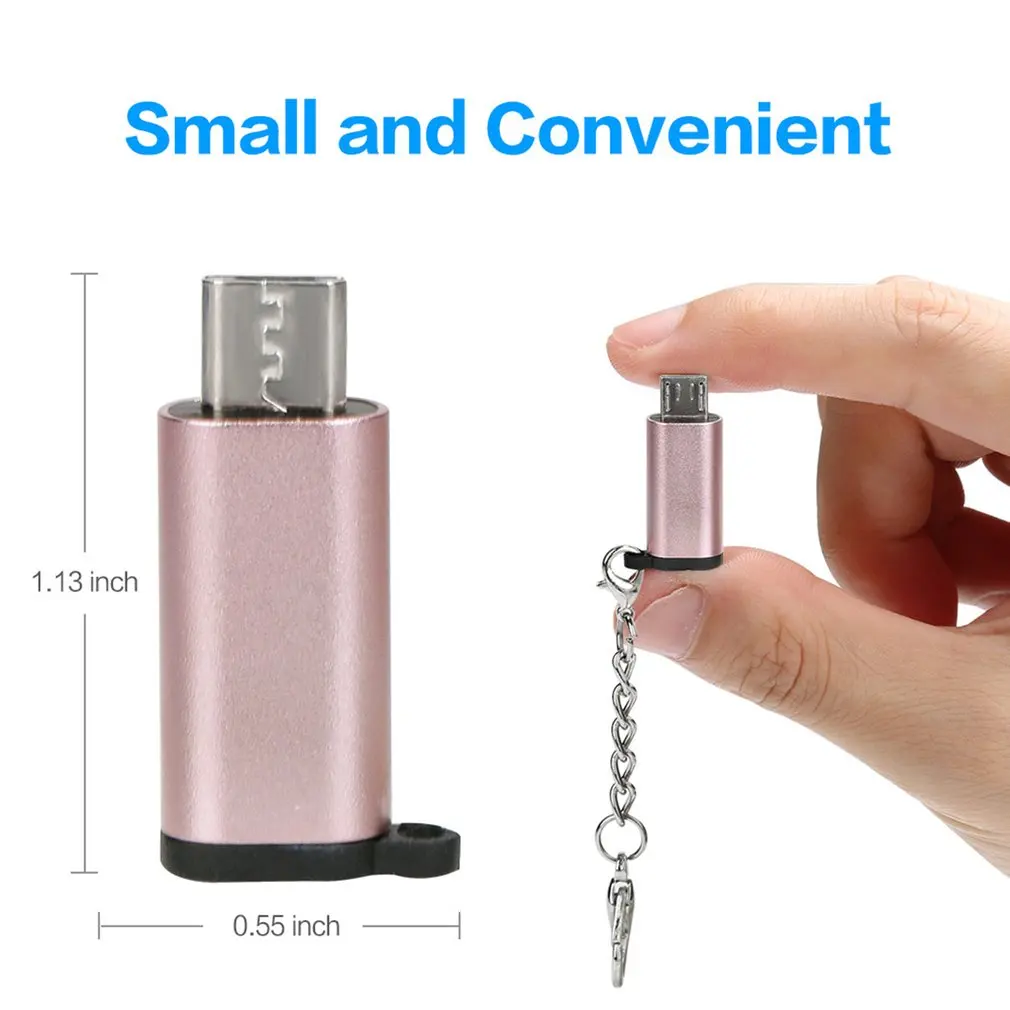 Type C Женский к micro USB Мужской Кабель адаптер конвертер питания данных с брелоком
