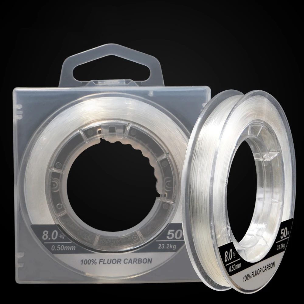 

Monofilament Fishing line 50m 0.14-0.6mm 2.5-28.5kg Fluorocarbon 100% Fluorocarbon line Fishing Thread Leash Cord Snood