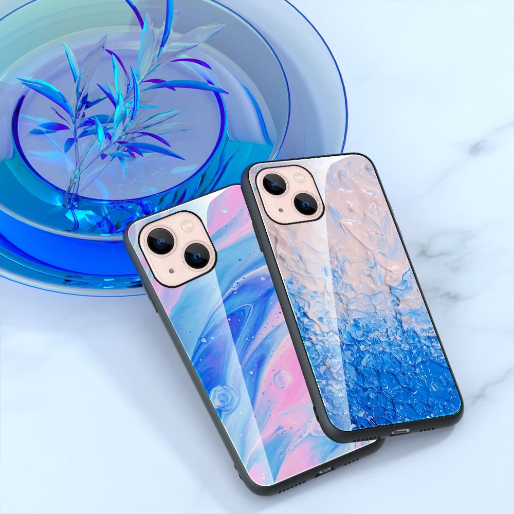 mobile phone pouch for ladies Gradient Glass Case For Huawei Nova8i 9Pro 8SE 7Pro 7i 6SE 5Z Dazzle Color shell Tempered Glass Cover For P Smart 2021 Y7A Y7P designer phone pouch