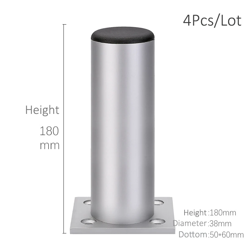 Height 18cm - Silver Утолщенные Регулируемые Алюминиевые ножки для мебели, ножки для шкафа 6-30 см, подставка для шкафа телевизора, ножки для ванной комнаты, ножки для дивана, набор из 4 предметов - Цвет: Height 18cm - Silver
