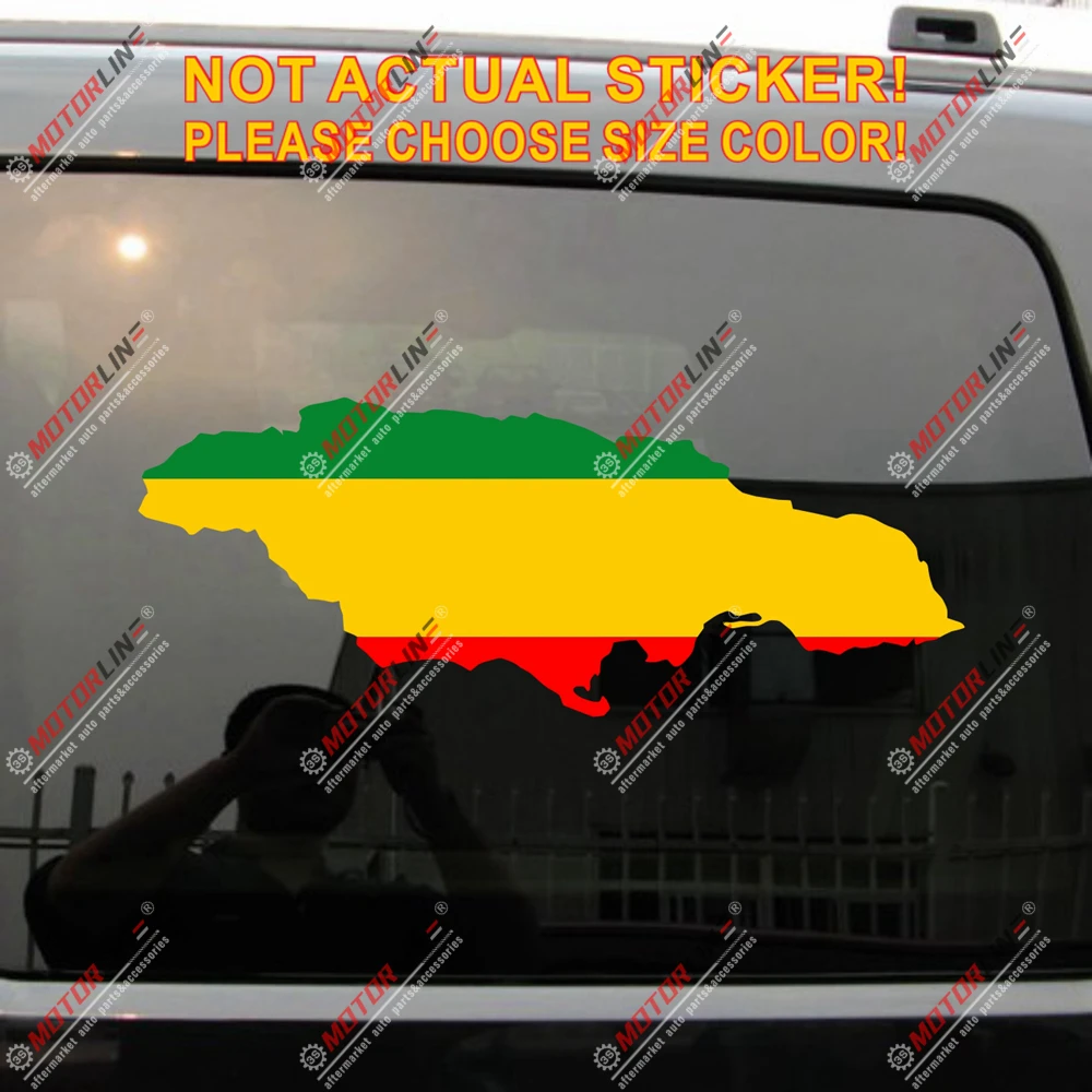 

Jamaica Map Rasta Rastafari Flag Decal Sticker Car Vinyl Ethiopia pick size