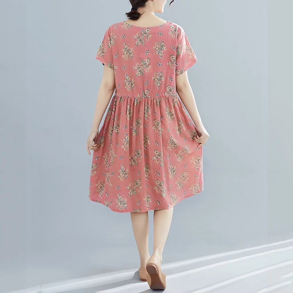 Женские платья женская одежда с круглым вырезом принтом тонкие коротким рукавом