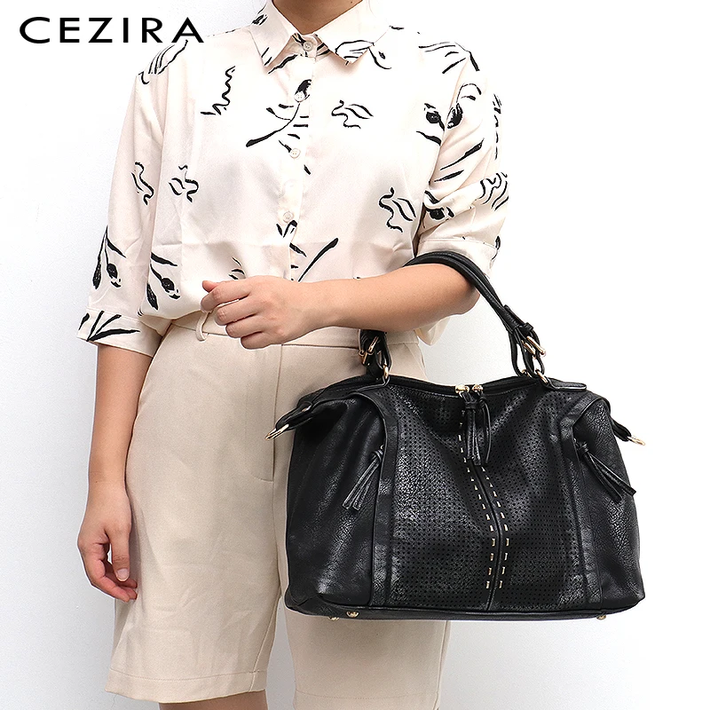 CEZIRA, модные женские сумки-тоут из искусственной кожи, большая сумка, Дамская дизайнерская сумка на плечо, женские веганские кожаные повседневные сумки через плечо