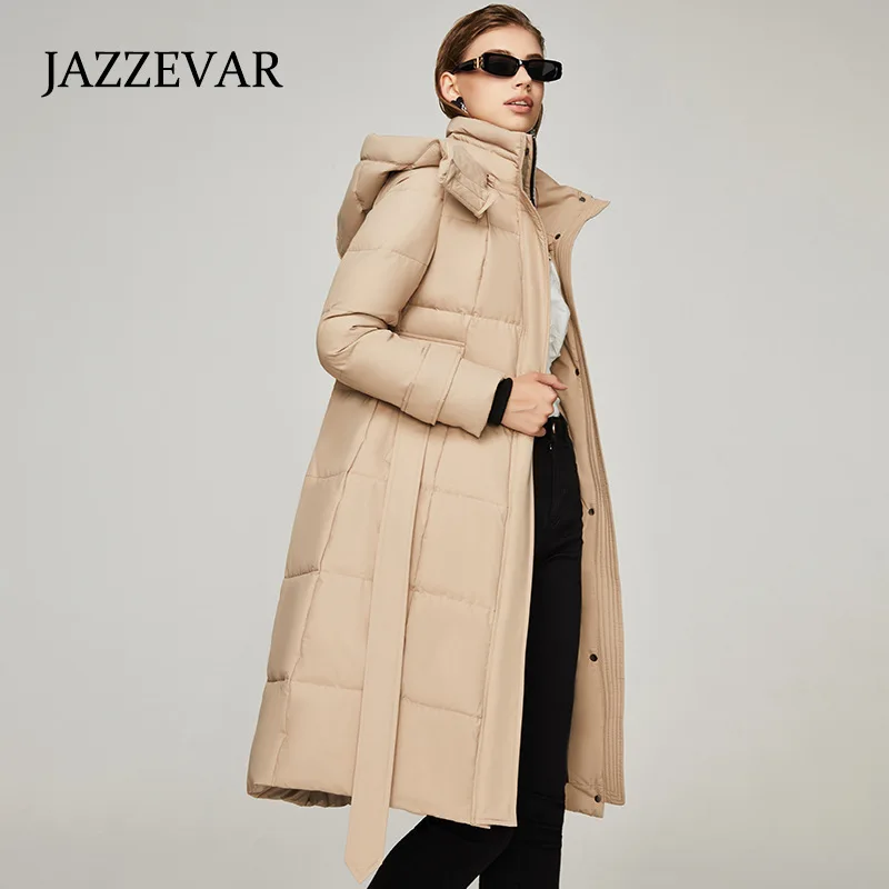 JAZZEVR 2022 New Winter Down Cotton Jacket Loose Thick Warm Jacket Mid-length Jacket