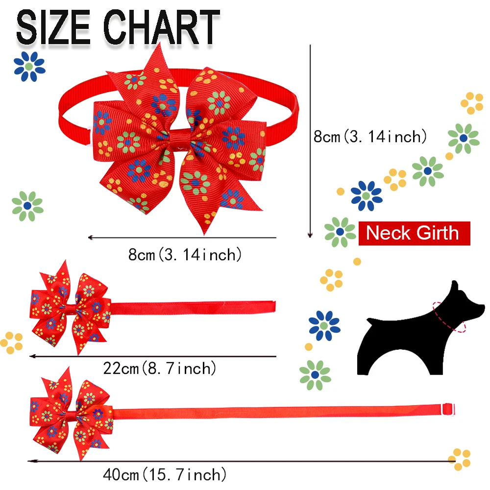 60 шт. галстуки бабочки для собак кошек милых цветов и пчел домашних животных