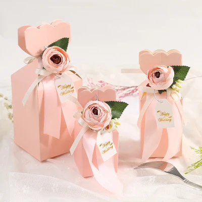pink Свадебные коробки для конфет и подарочный пакет бумажные коробки для конфет и печенья подарочные коробки шоколада для Свадьбы Дети День рождения украшения - Цвет: pink