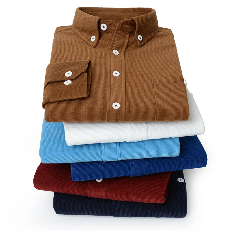 Рубашка мужская Вельветовая с длинным рукавом модная Повседневная Удобная