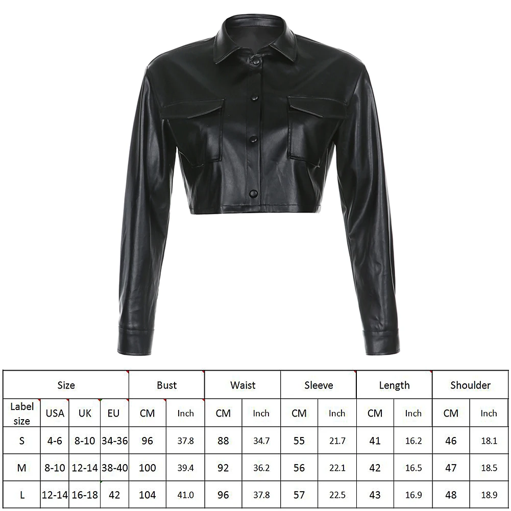 

Winter Coat Black Jacket Leather Jacket Autumn Vintage Coats Polyester Loose Faux Leather Cropped Jacket Streetwear