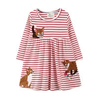 children striped dress long sleeve girl dress with animal appliqued vestidos kids dresses for girls autumn clothes