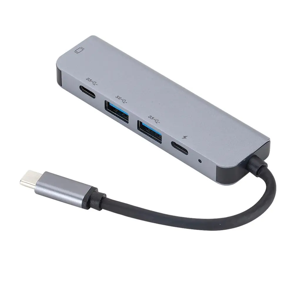 5 в 1 USBC концентратор HDMI 30 Гц RJ45 Ethernet Micro SDTF OTG адаптер + USB3.0 x 2 PD зарядка подходит для
