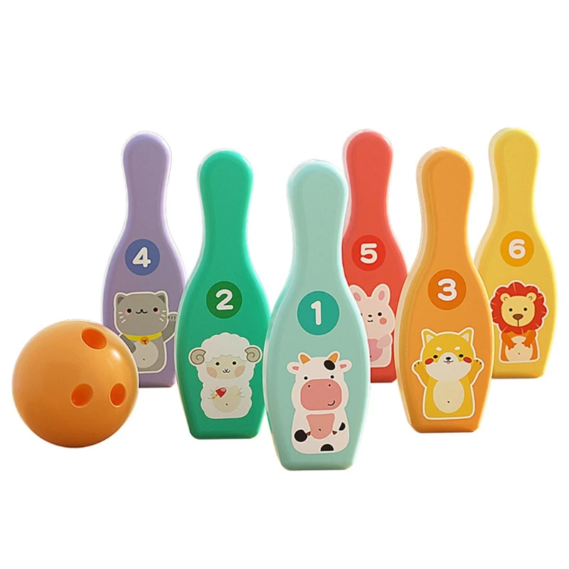 

50LE Educational Bowling Game Set Ball Toy w/ Colorful Animal Pattern Kids Funny Gift