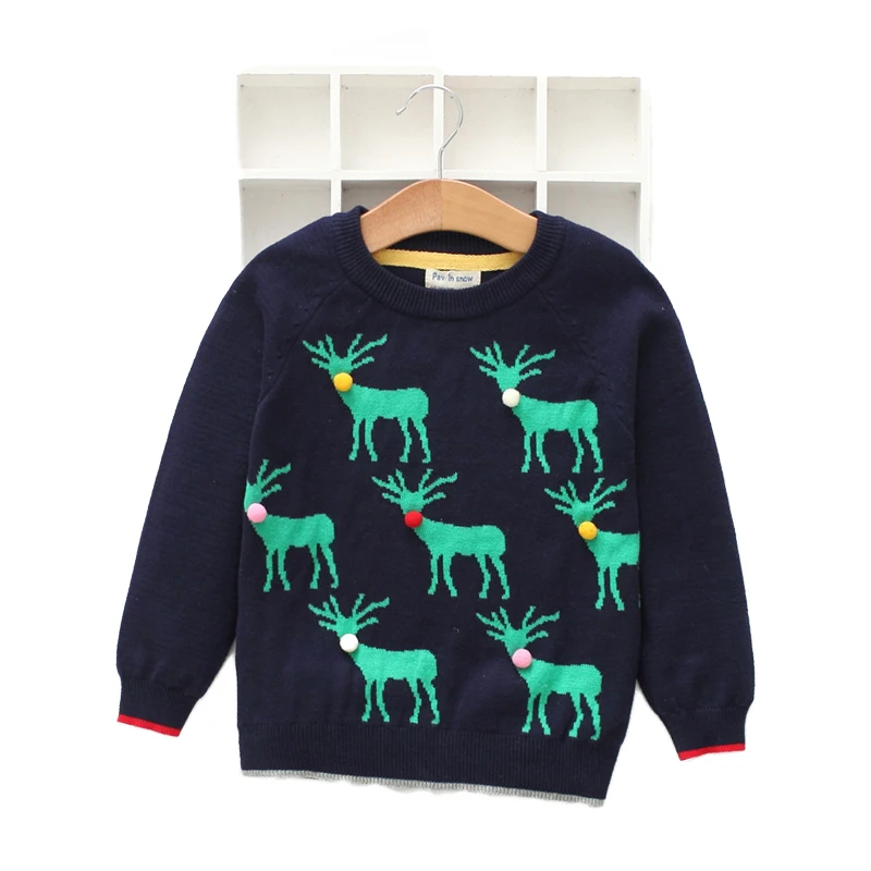 Свитер для маленьких мальчиков Рождество 2021 зимний Хлопковый вязаный свитер с