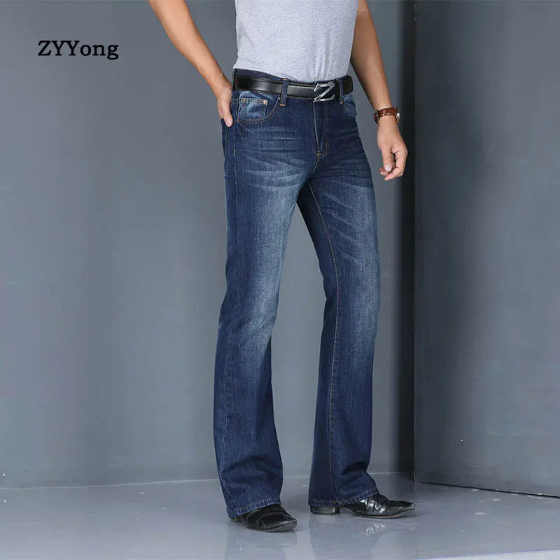 Free Shipping Men's 2020 New Spring Autumn and Winter Wide-Leg Jeans Business Casual Trousers Color Blue and Light Blue Pants