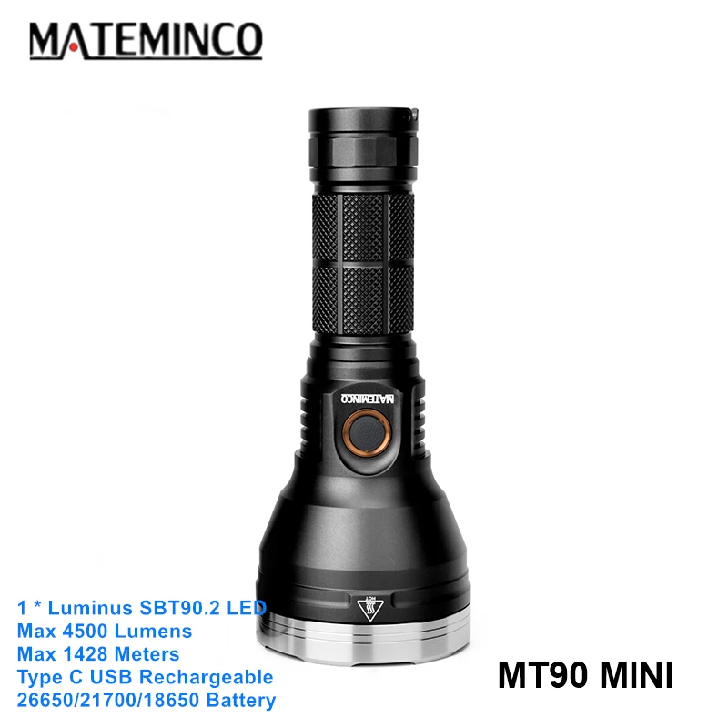 Mateminco MT90 мини Мощный SBT90.2 светодиодный 18650 перезаряжаемый фонарь Тип C USB 1400 м