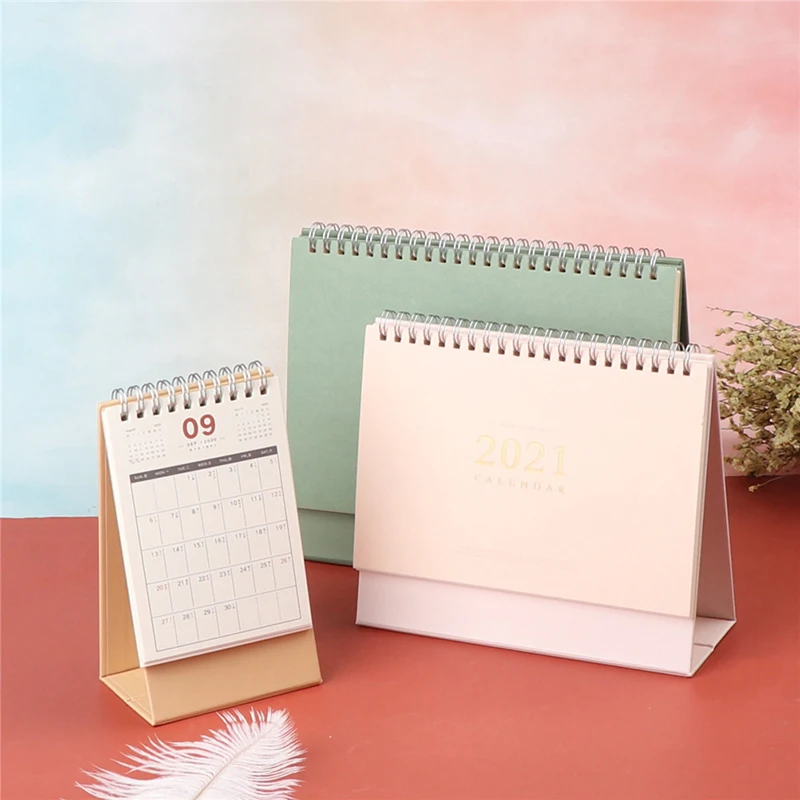 

2021 NEW Kawaii 3 Size Solid Color Calendar Coil Calendars Schedule Creative Desk Table Dates Reminder Timetable Planner