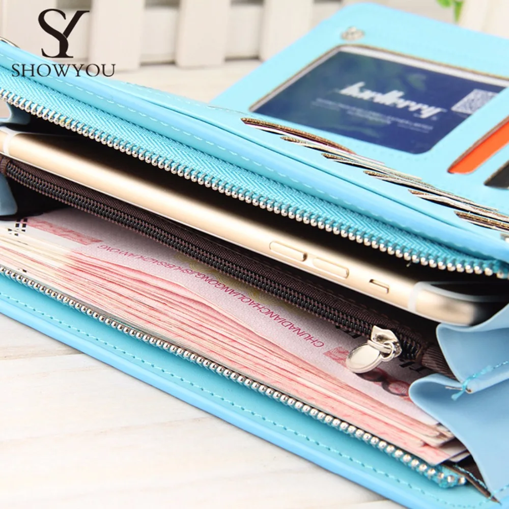 

Baellerry Card holder Leather Wallet Women Long Design Quality Passport Cover Casual Women Purse Zipper Multi-function Wallet