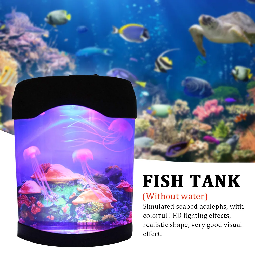 

Bedroom Jellyfish Lamp Hotel Night Fish Tank Color Changing Mini Aquarium USB Connection Electric LED Lighting Home Decor Mood