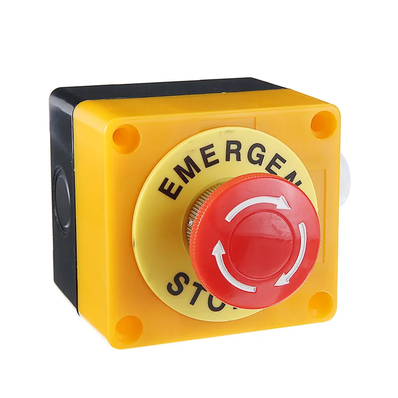 Кнопка аварийного остановки переключатель с красным знаком самоблокирующийся