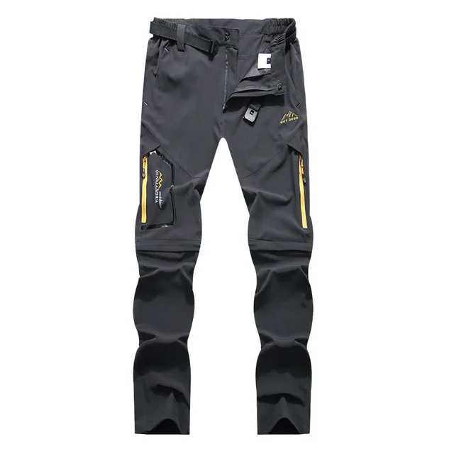 JACKSANQI Men's Summer Quick Dry Hiking Removable Pants Outdoor Sports Man Camping Fishing Climbing Trekking Male Trousers RA345 - Цвет: Gray