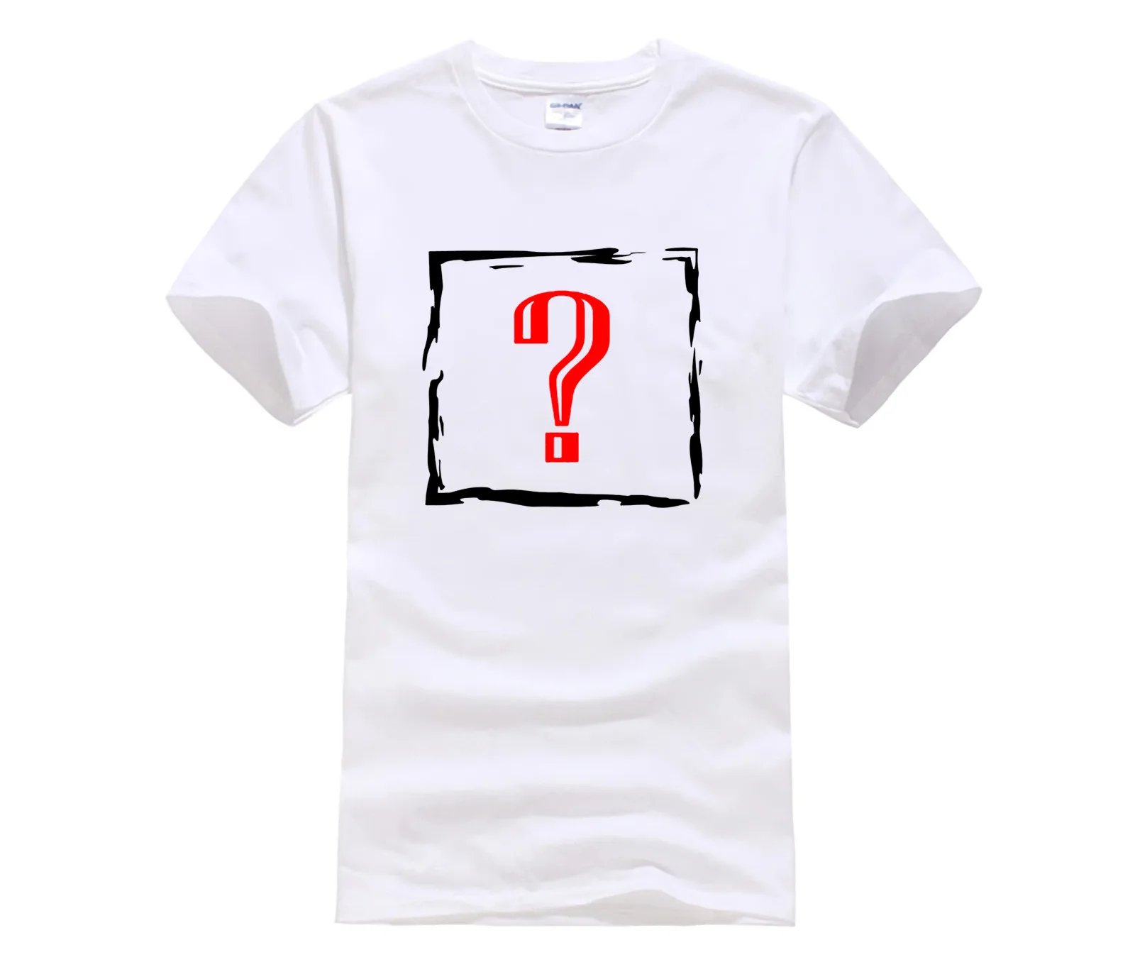 

100% Cotton men's casual fashion T shirt round neck cool man's question mark Trendy Creative Graphic T shirt Top