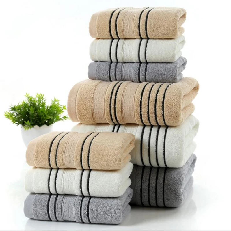 Белое 100% хлопковое банное полотенце жаккардовое Полосатое детское мягкое для